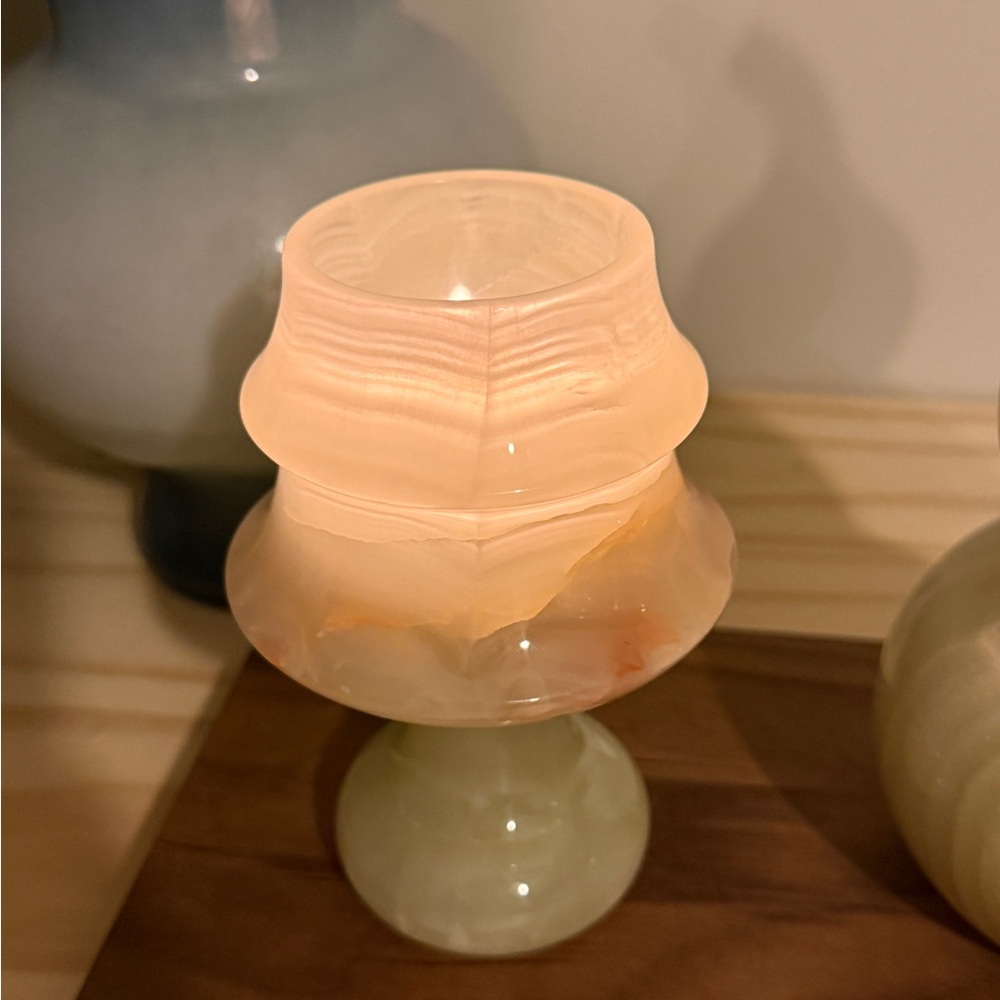 Handmade Natural Onyx Stone Candle Holder – Tree-like Design
